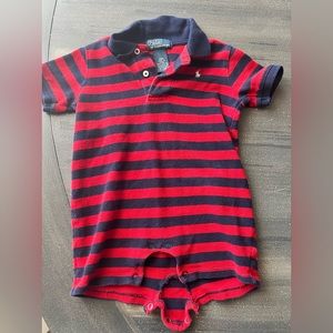 Polo 18 month romper, red and navy stripes